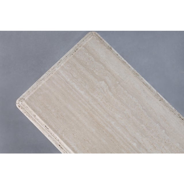 Vintage Italian Postmodern Bullnose Edge Travertine Console Table For Sale - Image 11 of 12