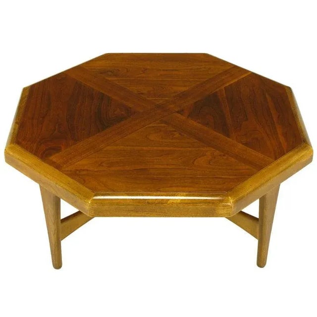 Brown Octagonal Figured Walnut Parquetry Coffee Table For Sale - Image 8 of 8