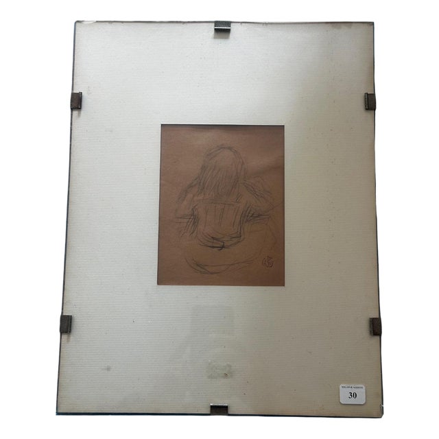 Claude-Émile Schuffenecker, Woman from Behind (Jeanne), 1895, Monogrammed Drawing, Framed For Sale