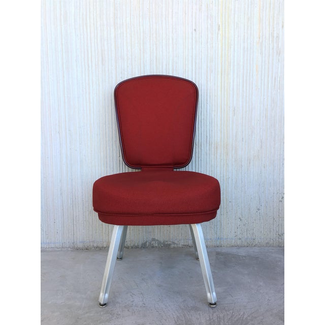 Metal Set of Seventeen Conference or Dining Chairs in Steel and Red Wool For Sale - Image 7 of 13