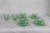 Green Depression Glass Tea Cups Saucers Cake Plates Creamer Sugar Bowl Set 4372b For Sale - Image 4 of 12
