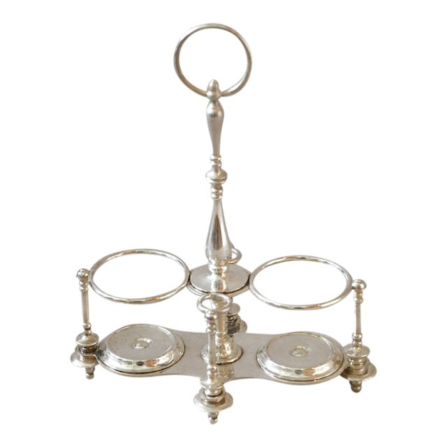 Antique Christofle Silverplate Oil & Vinegar Cruet Stand For Sale