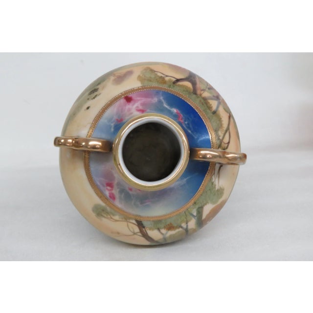 Early 20th Century Nippon Hand Painted Vase With Two Gilded Handles For Sale - Image 5 of 13