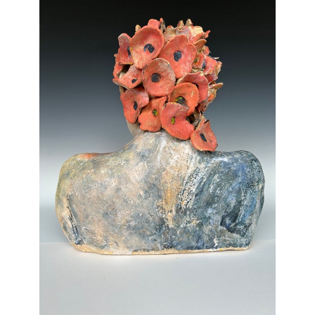 "Posey", a Handcrafted Clay Sculpture of a Woman and Flowers For Sale - Image 4 of 6