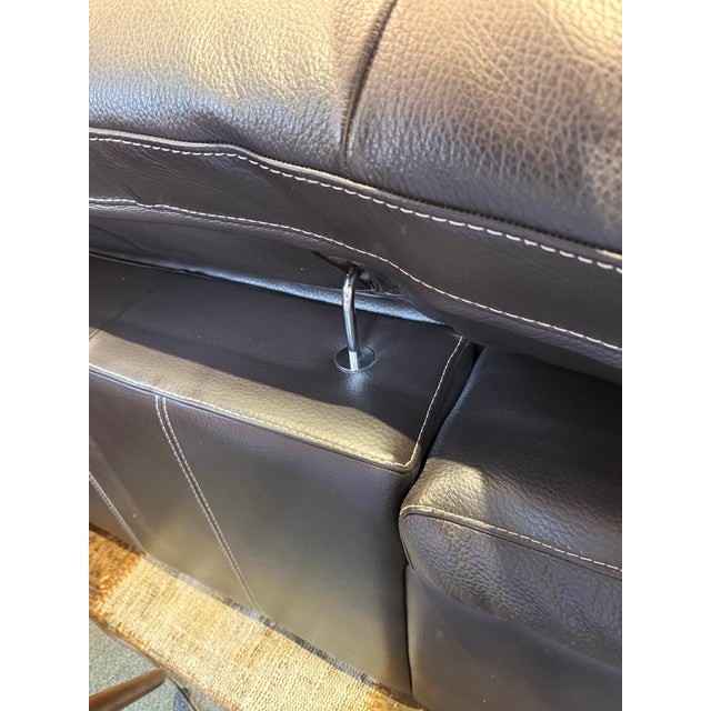 Calia Italia Leather Sofa, Black For Sale In San Francisco - Image 6 of 12