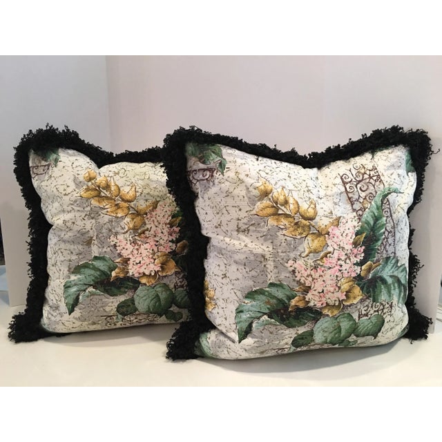 Custom Made Barkcloth Down Pillows - a Pair For Sale In Detroit - Image 6 of 6