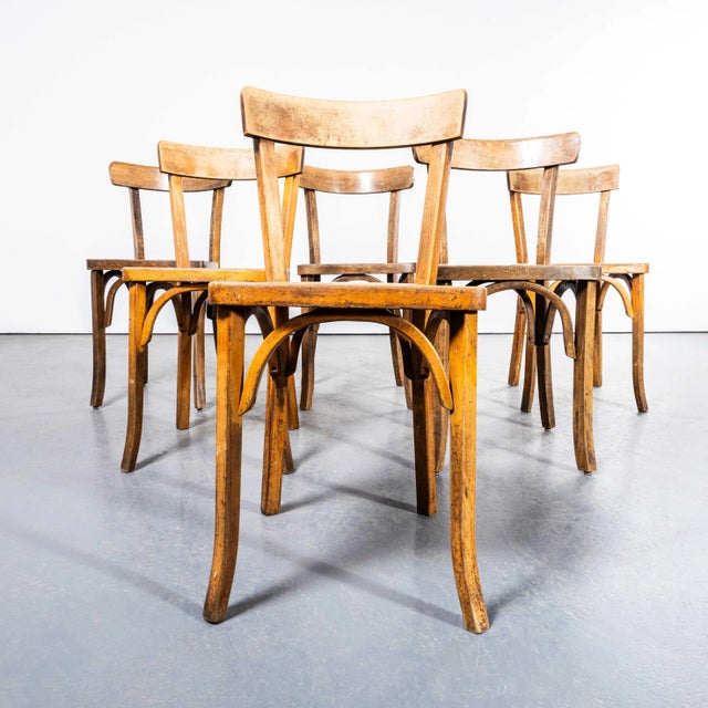 Brown French Single Bar Dining Chairs in Oak, 1950s, Set of 6 For Sale - Image 8 of 8