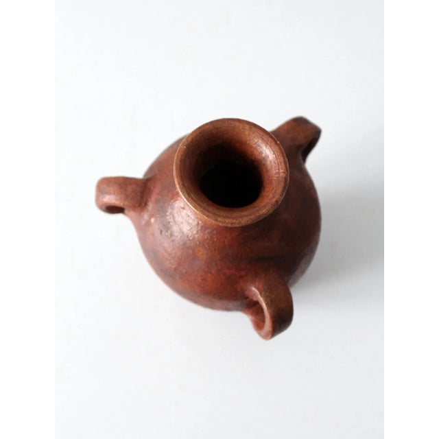 Red Vintage Vase With Three Handles For Sale - Image 8 of 12