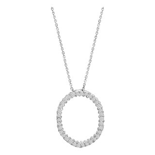 Oval Diamond Pendant .72cttw 14k White Gold For Sale