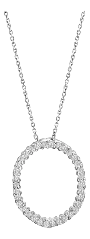 Oval Diamond Pendant .72cttw 14k White Gold