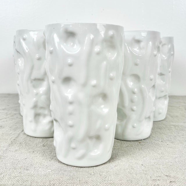 Mid-Century Modern Mid 20th Century Mid Century Modern Bryce Brothers ‘El Rancho’ Milk Glass Tumblers- Set of 9 For Sale - Image 3 of 6