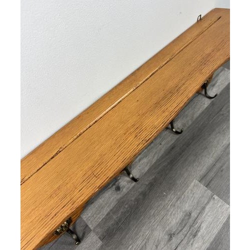 French Style Coat Rack in Oak with Hooks For Sale - Image 9 of 11