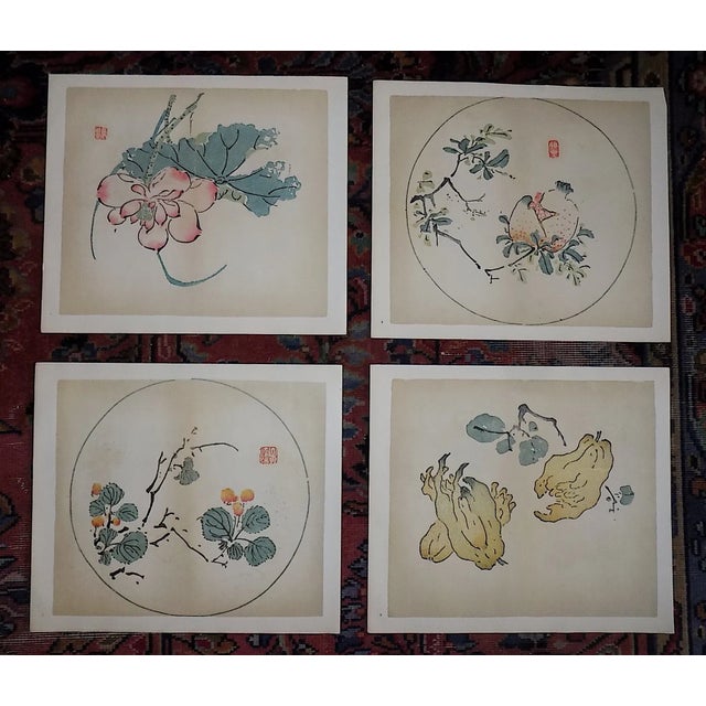 Vintage Signed Chinese Botanical Color Lithographs - Set of 4 For Sale - Image 10 of 10