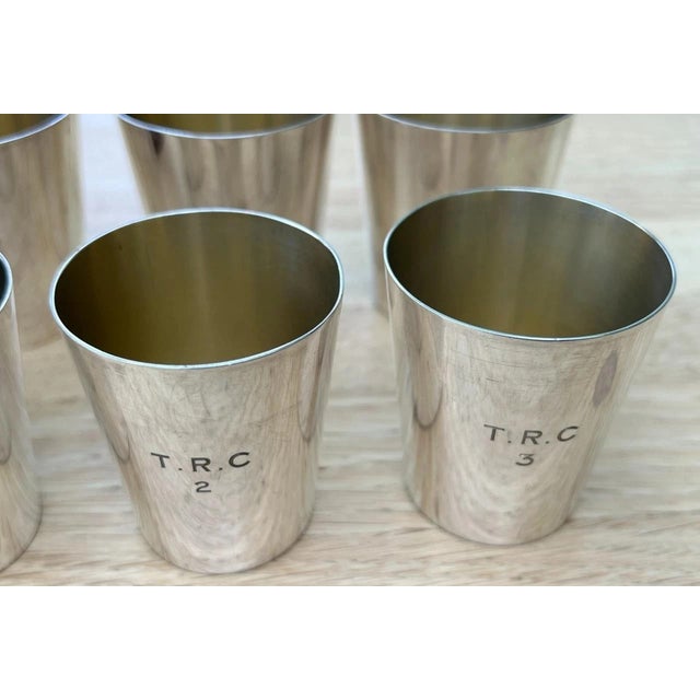 Asprey of London Set X 6 Silver Plated Stacking Travel Shot Cups For Sale - Image 15 of 18