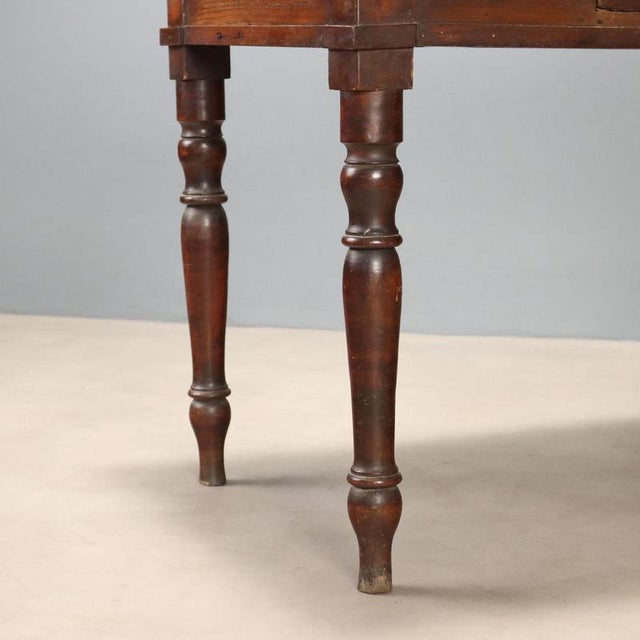 Wood 19th Century Walnut Writing Desk with Turned Legs, Italy For Sale - Image 7 of 10