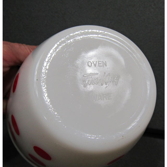 Red Vintage Fire King White Milk Glass Red Dot Grease Jar With Lid For Sale - Image 8 of 8