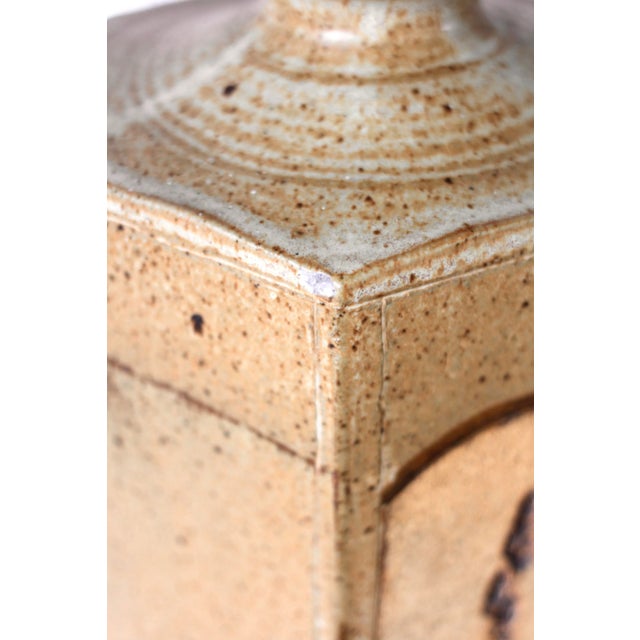 Ceramic 1970s Botanical Impression Pottery Lamp For Sale - Image 7 of 11