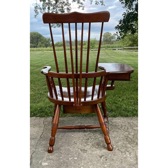 Mid 20th Century Vintage Walnut Pennsylvania Windsor Writing Chair With Two Drawers For Sale - Image 12 of 18