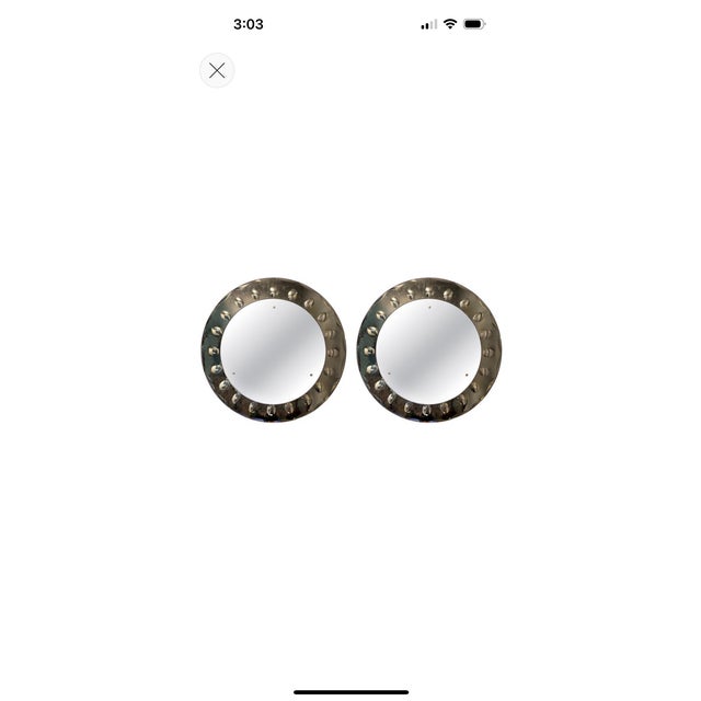 1960s Pair of Italian Modern Fontana Arte Inspired Mirrors For Sale - Image 11 of 11