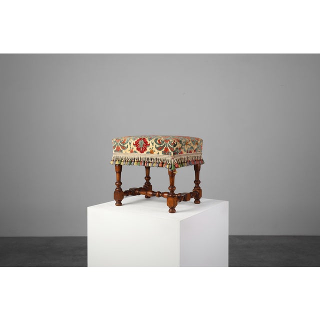Antique Wood and Fabric Ottoman, France, 1890s For Sale - Image 4 of 10