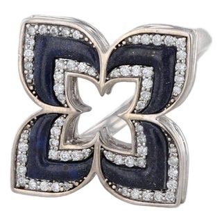 0.35ctw Diamond Ceramic Flower Cocktail Ring 14k White Gold Size 7.25 For Sale