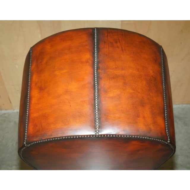 Late 20th Century Fully Restored Hand-Dyed Cigar Brown Leather Chesterfield Tufted Porters Armchair For Sale - Image 13 of 13