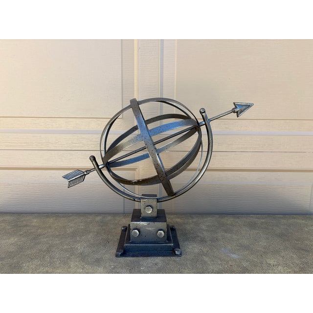 Brutalist Style Iron Garden Armillary Sundial, Usa, 20th Century For Sale - Image 11 of 12