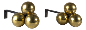 Bronze and Wrought Iron Andirons by Jacques Adnet, 1930s, Set of 2