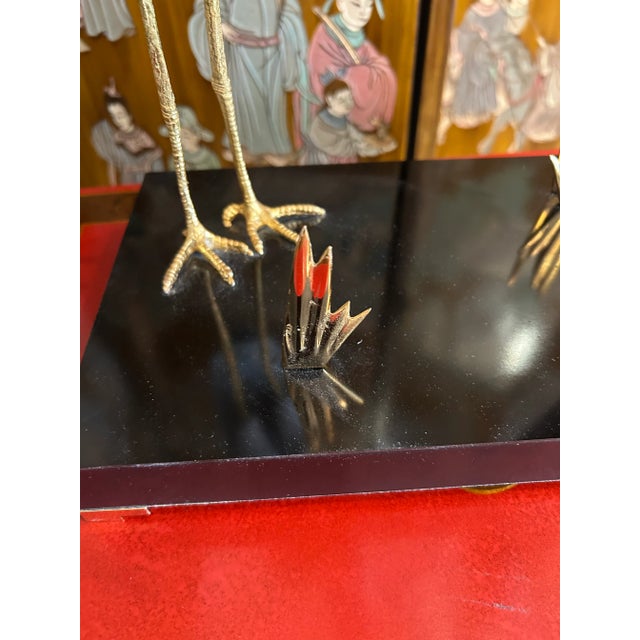 Gold Giulia Mangani for Ogetti Porcelain & Gilded Brass Herons on Black Platform For Sale - Image 8 of 12