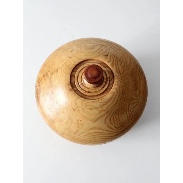 Wood Vintage Handmade Wood Bowl With Lid For Sale - Image 7 of 11