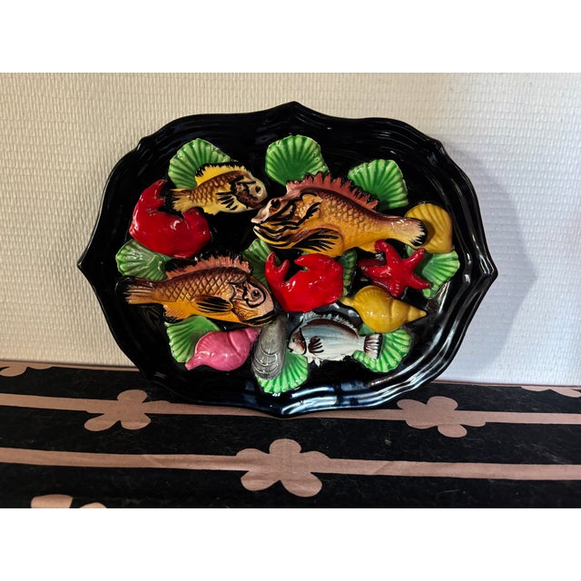 Ceramic Wall Plaque with Marine Decoration from Vallauris, France, 1960s For Sale - Image 10 of 11