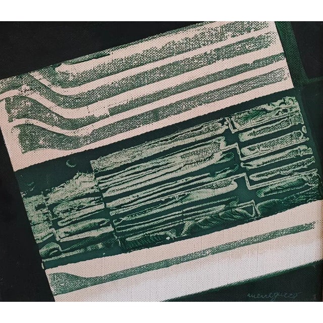 Franco Meneguzzo, Gutenberg et l'invention de l'imprimerie, 1968, Oil on Canvas, Framed, in Flawless conditions. Designed...