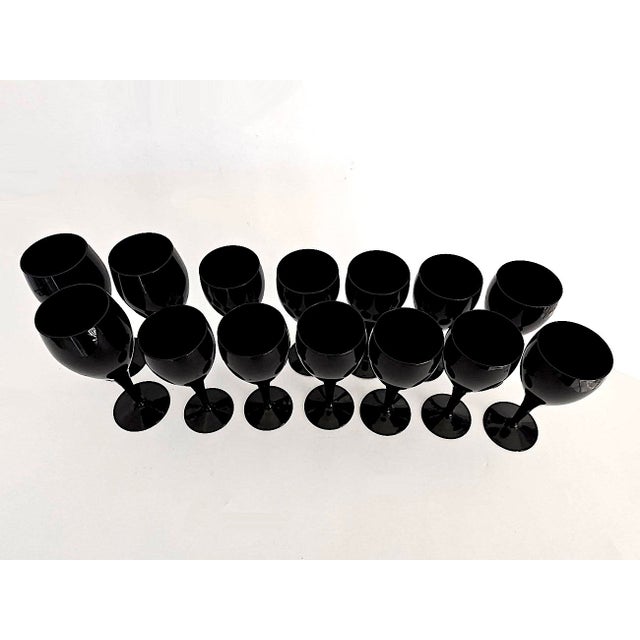 1980s Elegance Elegant Midnight Black by Mikasa Wine and Water Goblets, 14 Pieces For Sale - Image 9 of 10