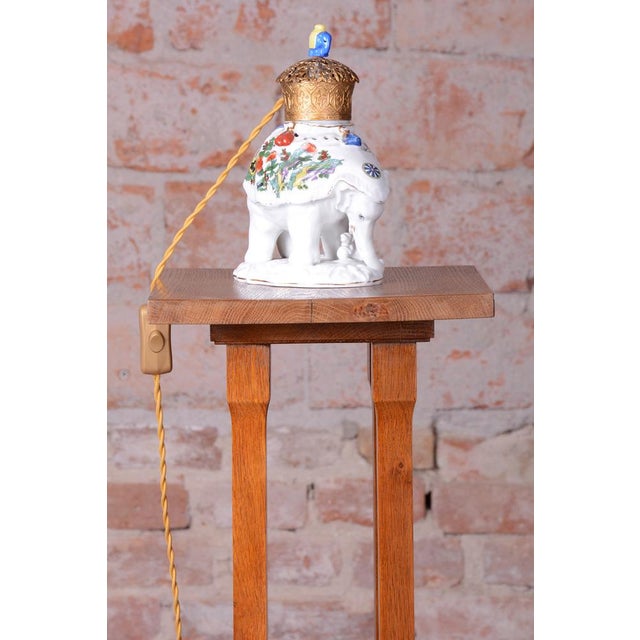 Metal Asian Table Lamp in Brass and Porcelain, India, 1970s For Sale - Image 7 of 12