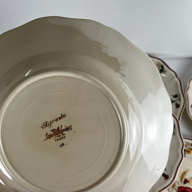 20th Century Flat Semi-Deep Agreste Plates from Sarreguemines, 1930s, Set of 6 For Sale - Image 6 of 11