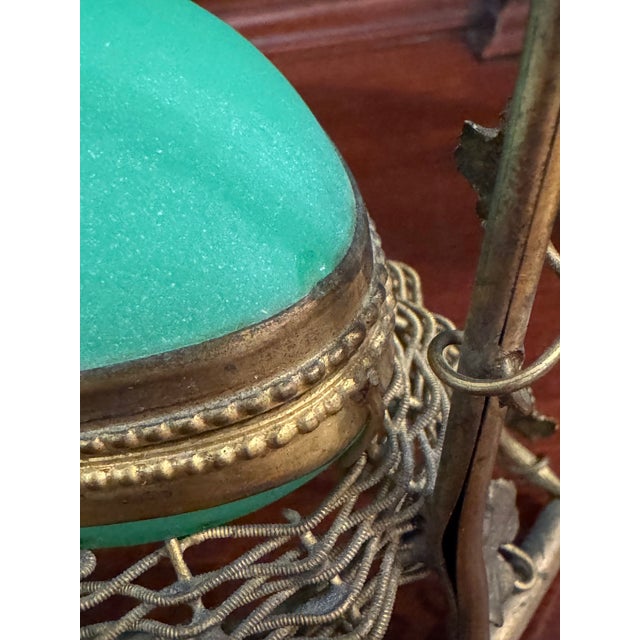 Antique French Opaline Casket Gilt Nest and Ivy Canopy Stand, Palais-Royal Taste, Uranium Glass For Sale - Image 15 of 15