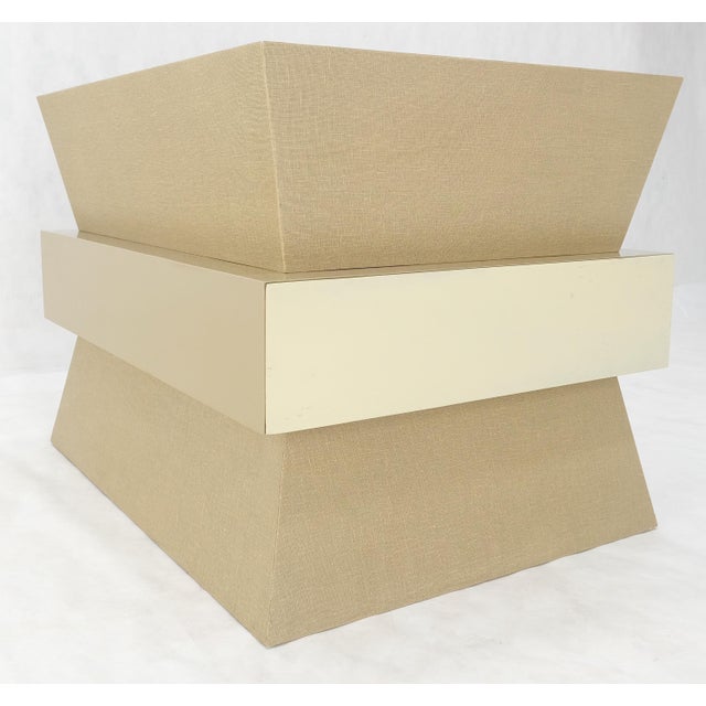 Linen Wrapped Ernest C. Masi "Sheaf of Wheet" Shape One Drawer End Table For Sale - Image 6 of 12