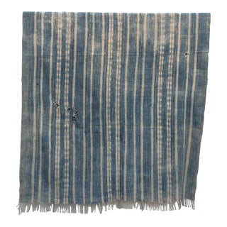 Vintage Malinke African "Faded Oasis" Indigo Throw For Sale