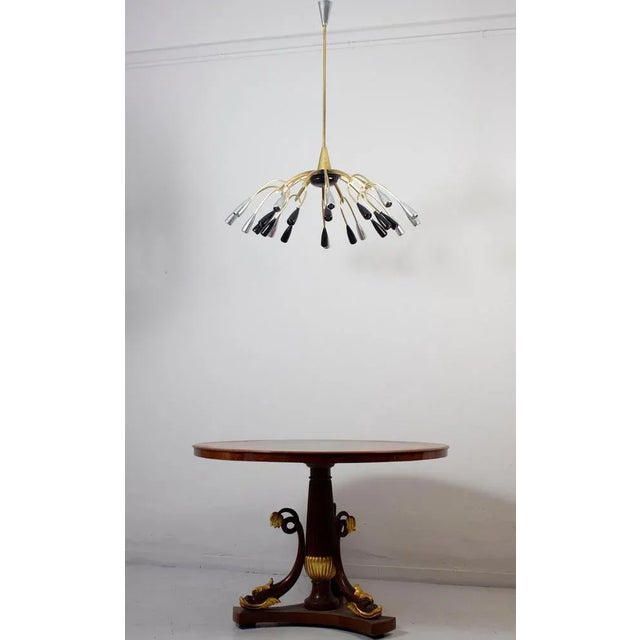 Mid-Century Brass and Murano Glass Chandelier in the style of Stilnovo, 1950s For Sale - Image 12 of 13