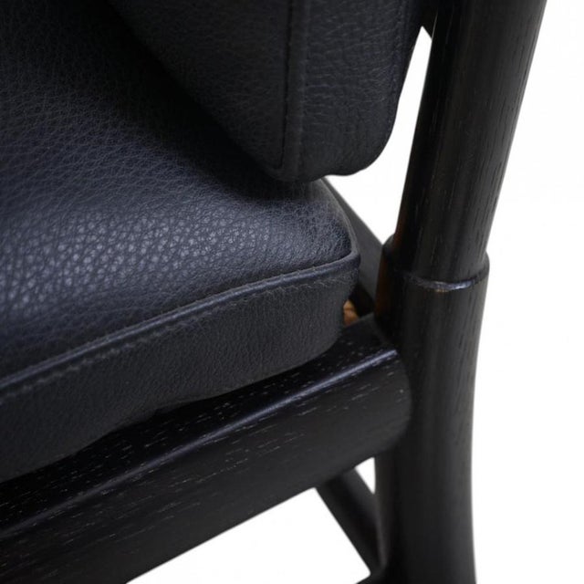 Colonial Chair in Black Lacquered Oak and Black Leather by Ole Wanscher, 2000s For Sale - Image 15 of 17