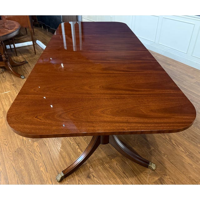 Wood Traditional Georgian Style Mahogany Double Pedestal Dining Table by Leighton Hall - Showroom Sample For Sale - Image 7 of 16