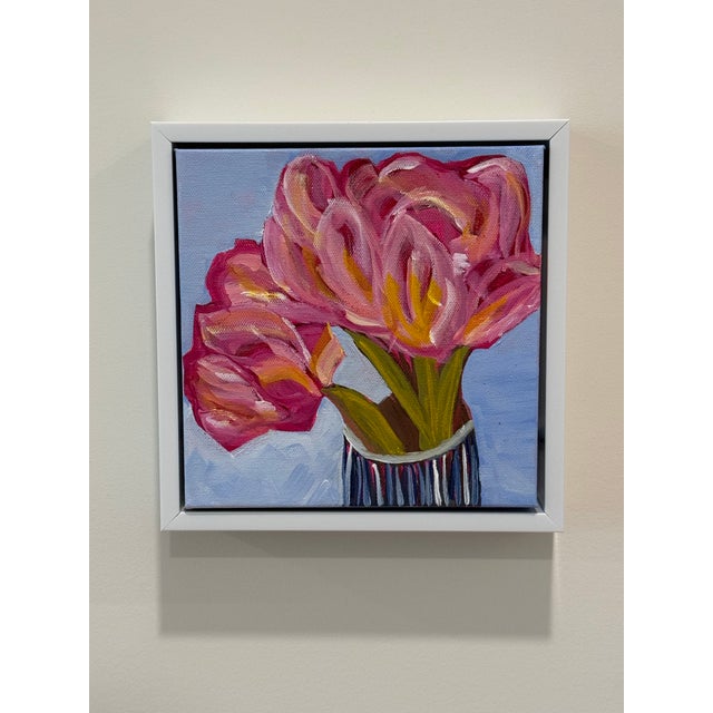 Modern Abstract Floral Folk Art Acrylic Painting on Stretched Deep Canvas, “Heavens Glory,” Signed, Melinda S Best Framed,...