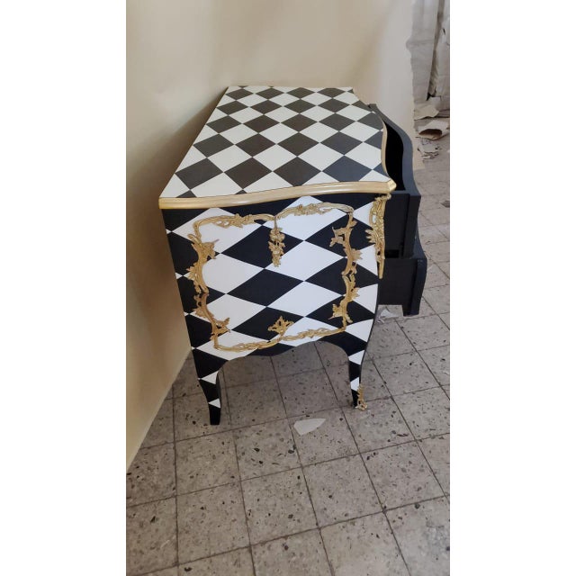 Black & White Diamond Pattern Chest of Drawers For Sale - Image 4 of 5