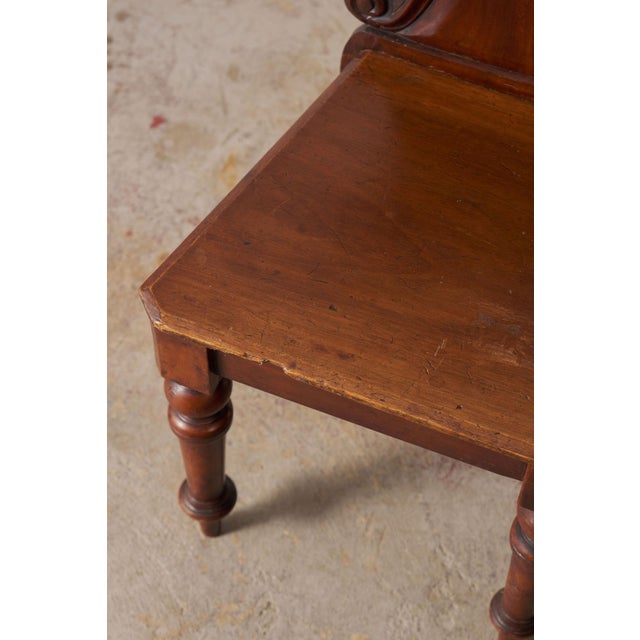 Brown Pair of Late 19th Century Victorian Hall Chairs With Petite Floral Cravings For Sale - Image 8 of 10