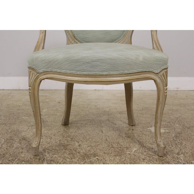 White Pair French Painted Finish Medallion Back Armchairs For Sale - Image 8 of 13