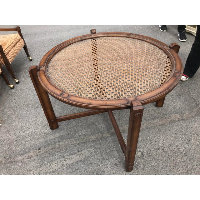 Mid-Century Modern Mid-Century Cane & Wood Dining/Game Table For Sale - Image 3 of 12