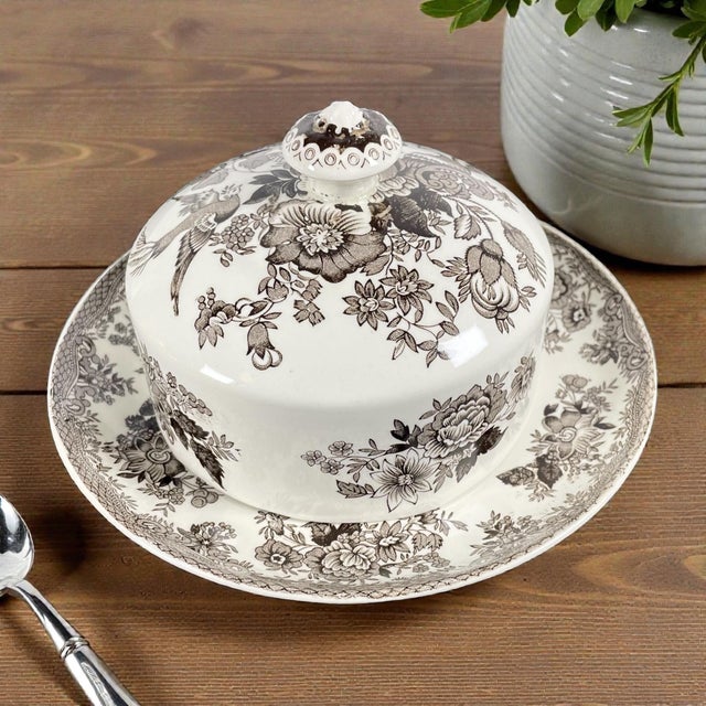 Pheasants Ceramic White and Brown Butter Dish from Wedgwood, 1960s For Sale - Image 14 of 14