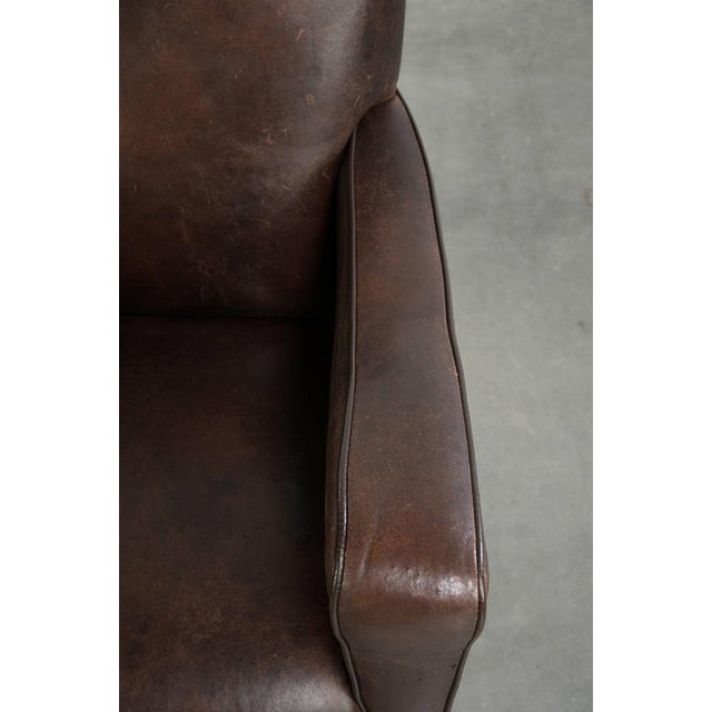 Brown Vintage English Sheepskin Armchair For Sale - Image 8 of 13