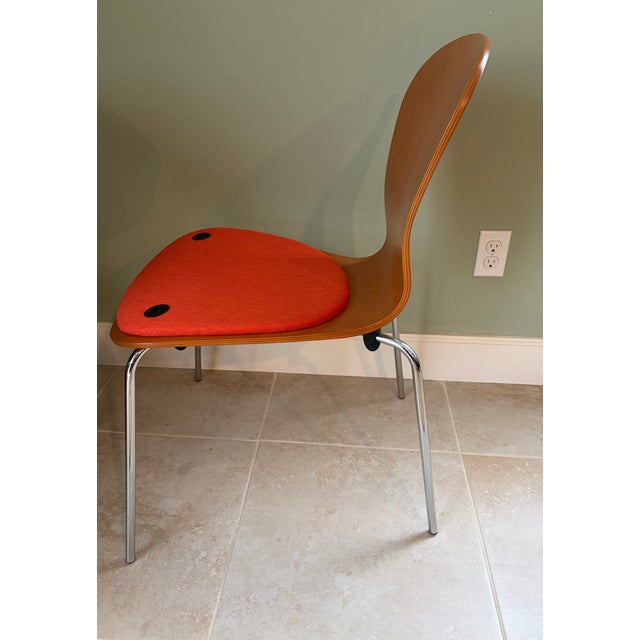 Pair (2) MCM Knoll Studio Sprite Orange Molded Plywood Side Chairs For Sale In Reno/Lake Tahoe - Image 6 of 16