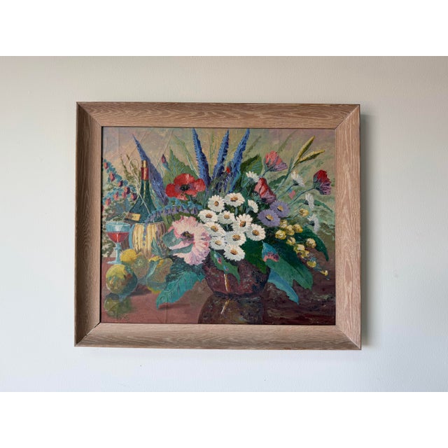 1960s 1960’s Vintage Floral Still Life Oil on Canvas Painting, Signed For Sale - Image 5 of 12